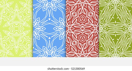 set of Ornamental flower design. Modern seamless geometry pattern. Vector illustration. For design greeting card, holiday invitation, printing, web and textile design.