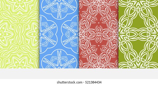 set of Ornamental flower design. Modern seamless geometry pattern. Vector illustration. For design greeting card, holiday invitation, printing, web and textile design.