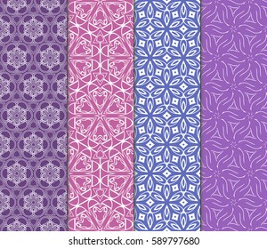 set of Ornamental flower design. Modern seamless geometry pattern. Vector illustration. For the interior design, printing, web and textile design.