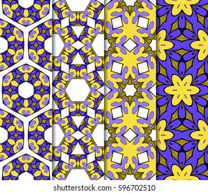 set of Ornamental flower design. Modern seamless geometry pattern. Vector illustration. For the interior design, printing, web and textile design.