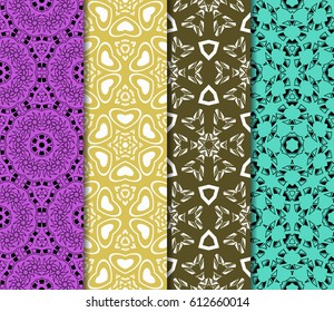 set of Ornamental flower design. Modern seamless geometry pattern. Vector illustration. For the interior design, printing, web and textile design.