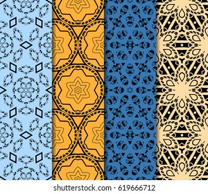 set of Ornamental flower design. Modern seamless geometry pattern. Vector illustration. For the interior design, printing, web and textile design.