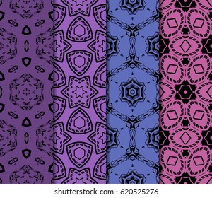 set of Ornamental flower design. Modern seamless geometry pattern. Vector illustration. For the interior design, printing, web and textile design.