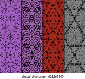 set of Ornamental flower design. Modern seamless geometry pattern. Vector illustration. For the interior design, printing, web and textile design.