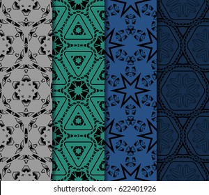 set of Ornamental flower design. Modern seamless geometry pattern. Vector illustration. For the interior design, printing, web and textile design.
