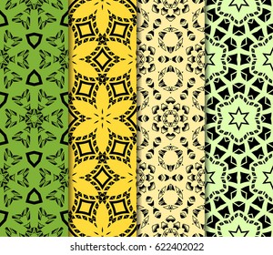 set of Ornamental flower design. Modern seamless geometry pattern. Vector illustration. For the interior design, printing, web and textile design.