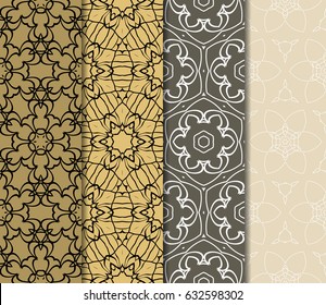 set of Ornamental flower design. Modern seamless geometry pattern. Vector illustration. For the interior design, printing, web and textile design.