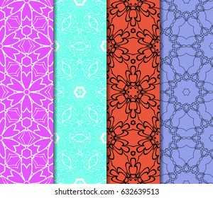 set of Ornamental flower design. Modern seamless geometry pattern. Vector illustration. For the interior design, printing, web and textile design.