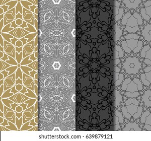 set of Ornamental flower design. Modern seamless geometry pattern. Vector illustration