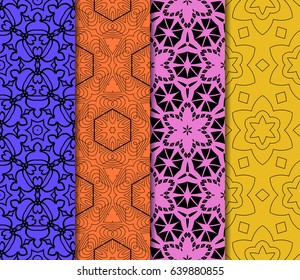 set of Ornamental flower design. Modern seamless geometry pattern. Vector illustration