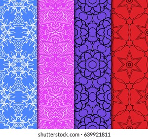 set of Ornamental flower design. Modern seamless geometry pattern. Vector illustration