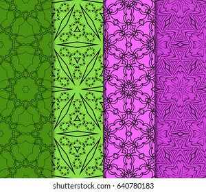 set of Ornamental flower design. Modern seamless geometry pattern. Vector illustration. For the interior design, printing, web and textile design.