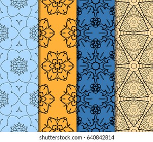 set of Ornamental flower design. Modern seamless geometry pattern. Vector illustration. For the interior design, printing, web and textile design.