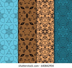 set of Ornamental flower design. Modern seamless geometry pattern. Vector illustration. For the interior design, printing, web and textile design.