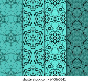 set of Ornamental flower design. Modern seamless geometry pattern. Vector illustration. For the interior design, printing, web and textile design.