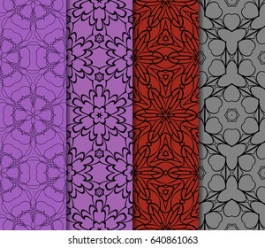set of Ornamental flower design. Modern seamless geometry pattern. Vector illustration. For the interior design, printing, web and textile design.