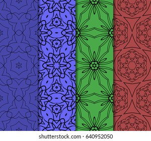 set of Ornamental flower design. Modern seamless geometry pattern. Vector illustration. For the interior design, printing, web and textile design.