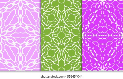set of Ornamental flower lace pattern. Endless Texture. vector illustration. for design invitation, background, wallpaper