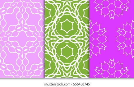 set of Ornamental flower lace pattern. Endless Texture. vector illustration. for design invitation, background, wallpaper