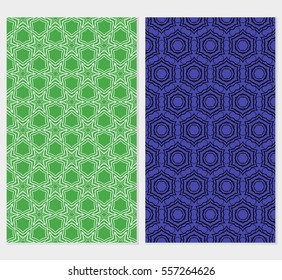 set of Ornamental flower lace pattern. Endless Texture. vector illustration. green, blue color. for design invitation, background, wallpaper