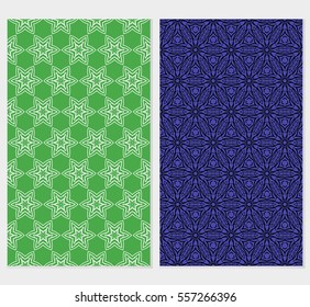 set of Ornamental flower lace pattern. Endless Texture. vector illustration. green, blue color. for design invitation, background, wallpaper