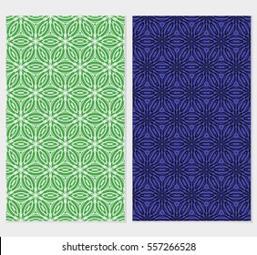 set of Ornamental flower lace pattern. Endless Texture. vector illustration. green, blue color. for design invitation, background, wallpaper