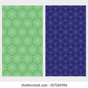 set of Ornamental flower lace pattern. Endless Texture. vector illustration. green, blue color. for design invitation, background, wallpaper