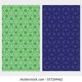 set of Ornamental flower lace pattern. Endless Texture. vector illustration. green, blue color. for design invitation, background, wallpaper