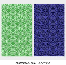 set of Ornamental flower lace pattern. Endless Texture. vector illustration. green, blue color. for design invitation, background, wallpaper