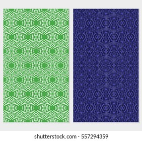set of Ornamental flower lace pattern. Endless Texture. vector illustration. green, blue color. for design invitation, background, wallpaper