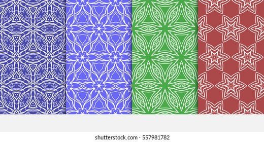 set of Ornamental flower lace pattern. Endless Texture. vector illustration. for design invitation, background, wallpaper. color.