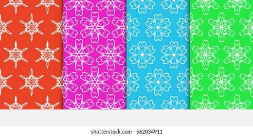 set of Ornamental flower pattern. Endless Texture. vector illustration. for design invitation, background, wallpaper