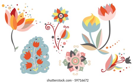 Set of ornamental flowers