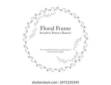 set of ornamental foliage flower frame on background banner 