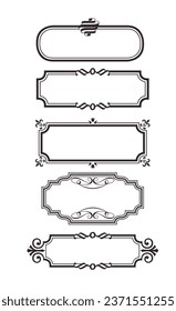 Set ornamental frames divider on black colour