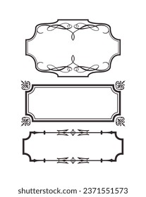 Set ornamental frames divider on black colour