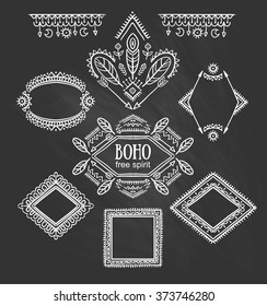 Set of ornamental frames. Vector indian collection for BOHO design.