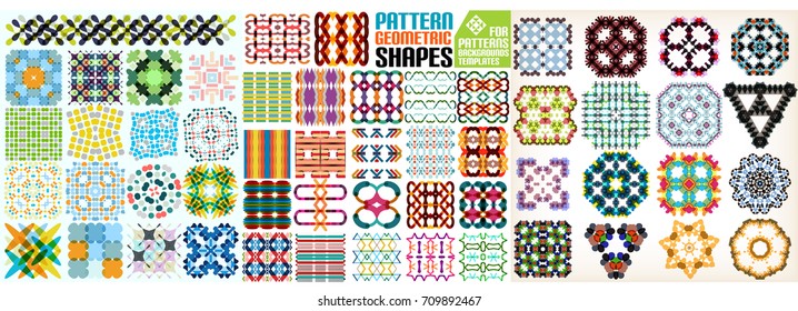 Set of ornamental geometric flowers. Vector mega collection
