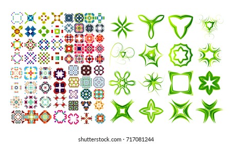 Conjunto de flores geométricas ornamentales. Mega colección de vectores