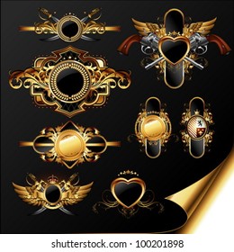 set of ornamental golden labels