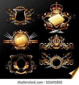 set of ornamental golden labels