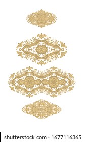 Set of ornamental golden vector  vignettes on  white background