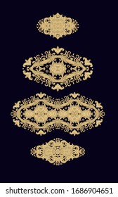 Conjunto de viñetas ornamentales vectoriales doradas sobre fondo oscuro