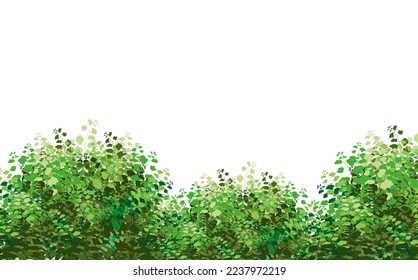 Set of ornamental green plant in the form of a hedge.Realistic garden shrub, seasonal bush, boxwood, tree crown bush foliage.For decorate of a park, a garden or a green fence.
