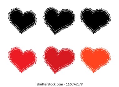 Set of ornamental hearts
