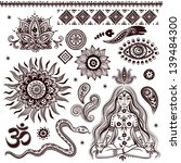 Set of ornamental Indian elements and symbols