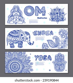 Set of ornamental Indian elements and symbols 