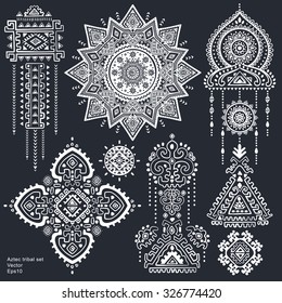 Set of ornamental Indian elements and symbols 