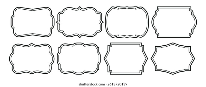 Set of ornamental label frames, collection of retro labels, badges and banner decorative elements. Royal wedding insignia, sale sticker or invitation card.