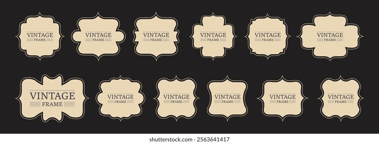 Set of ornamental label frames, vintage frames, collection of retro labels, badges and banners vector decorative elements. Royal wedding insignia, sale sticker or invitation card.